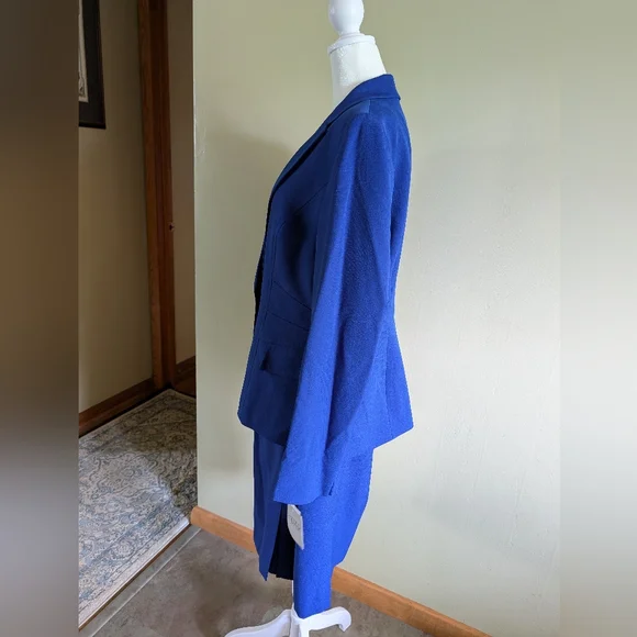 Kasper Blue Blazer and Skirt Set - Picture 2 of 11